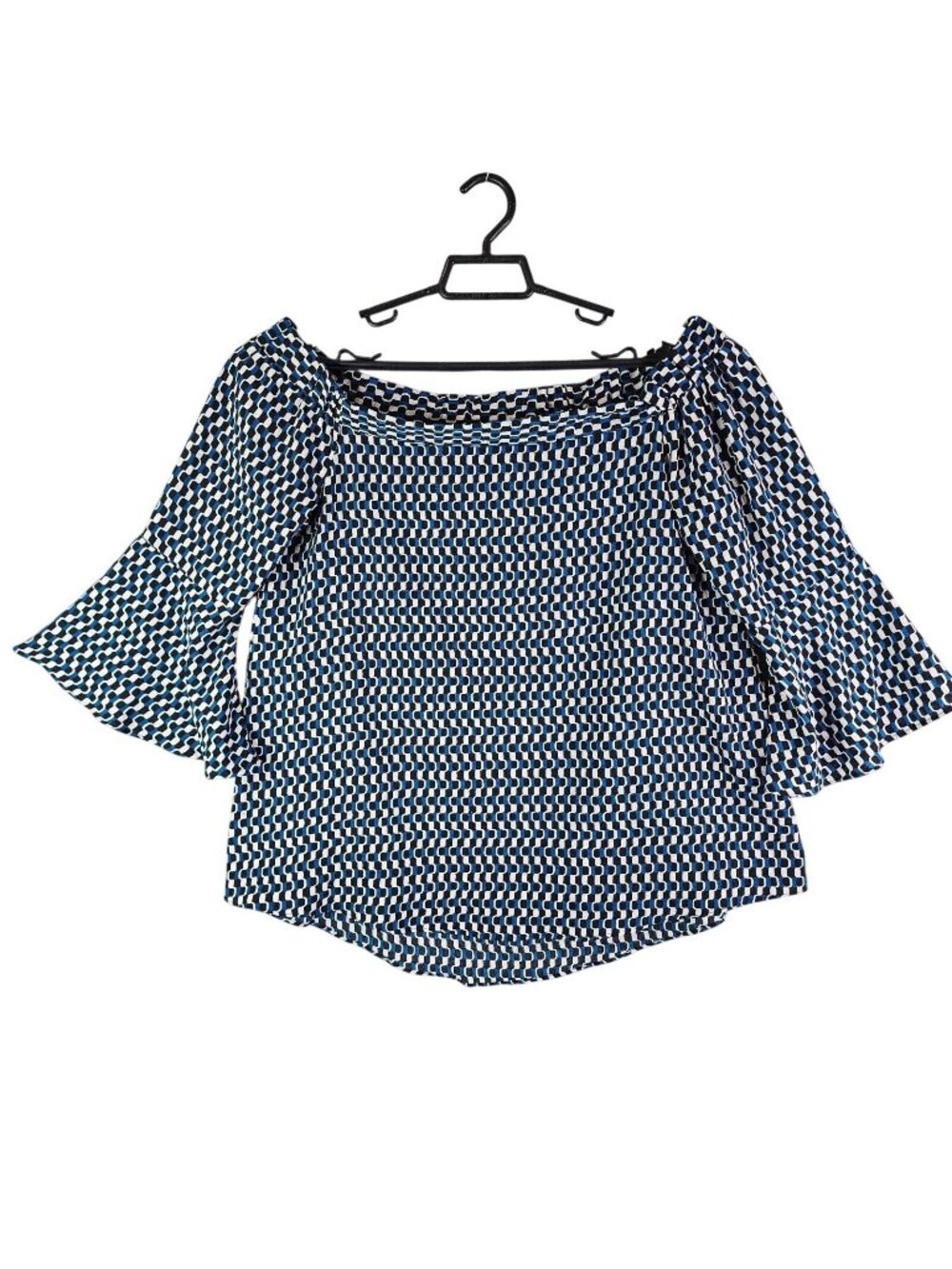 Womens NY Collection Off The Shoulder Multicolor Blouse Bell Sleeves Size M